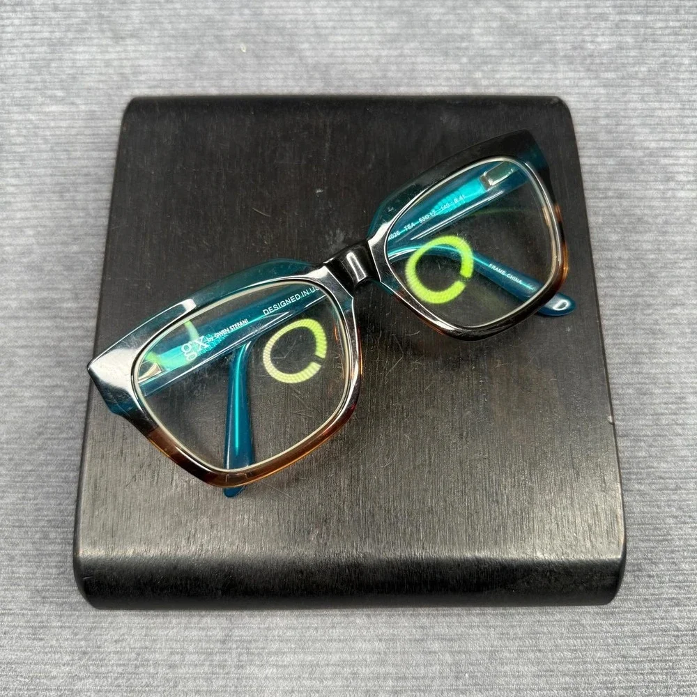 vTEA Teal Brown Square Eyeglass Frames 53-17-140